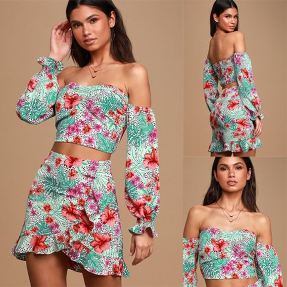 Lost + Wander Tops - Lost + Wander Floral Off The Shoulder Top Small
